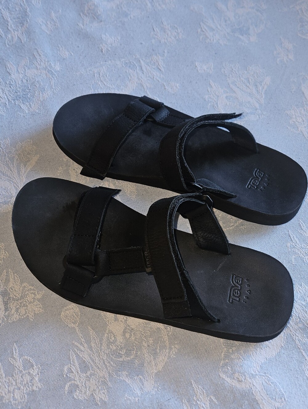 TEVA UNIVERSAL SLIDE MENS SANDALS BLACK Leather, Men Size 10 New - Picture 2 of 11